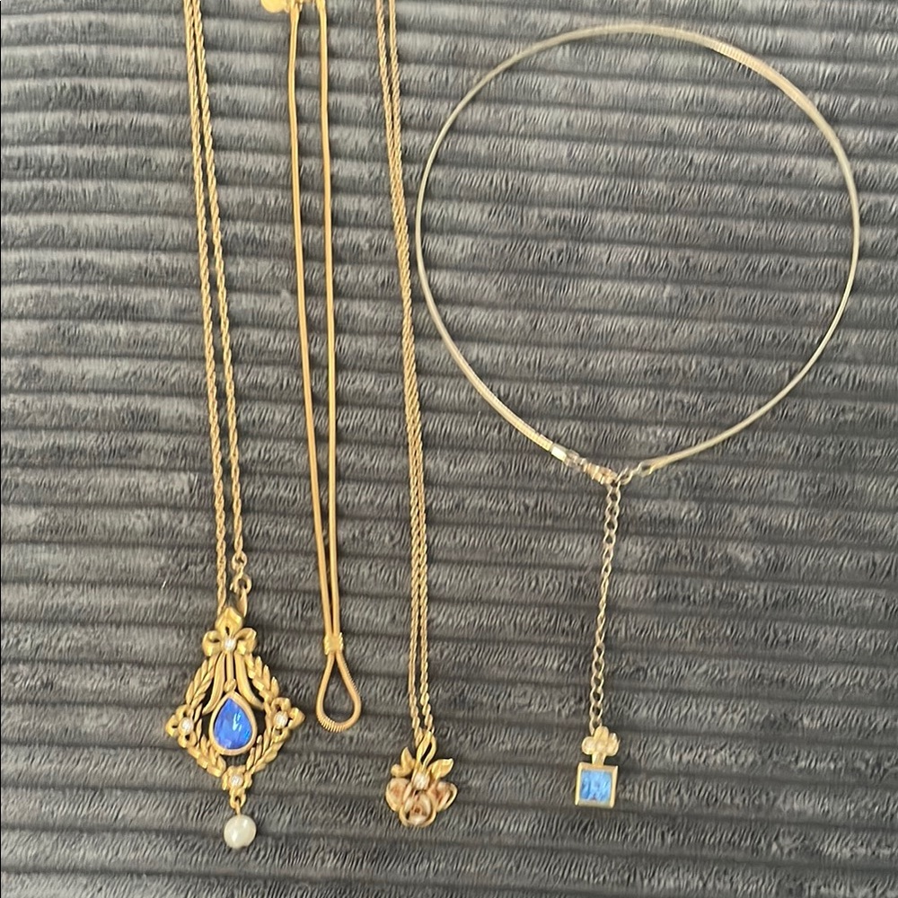 Avon Gold and Blue Jewelry Necklaces